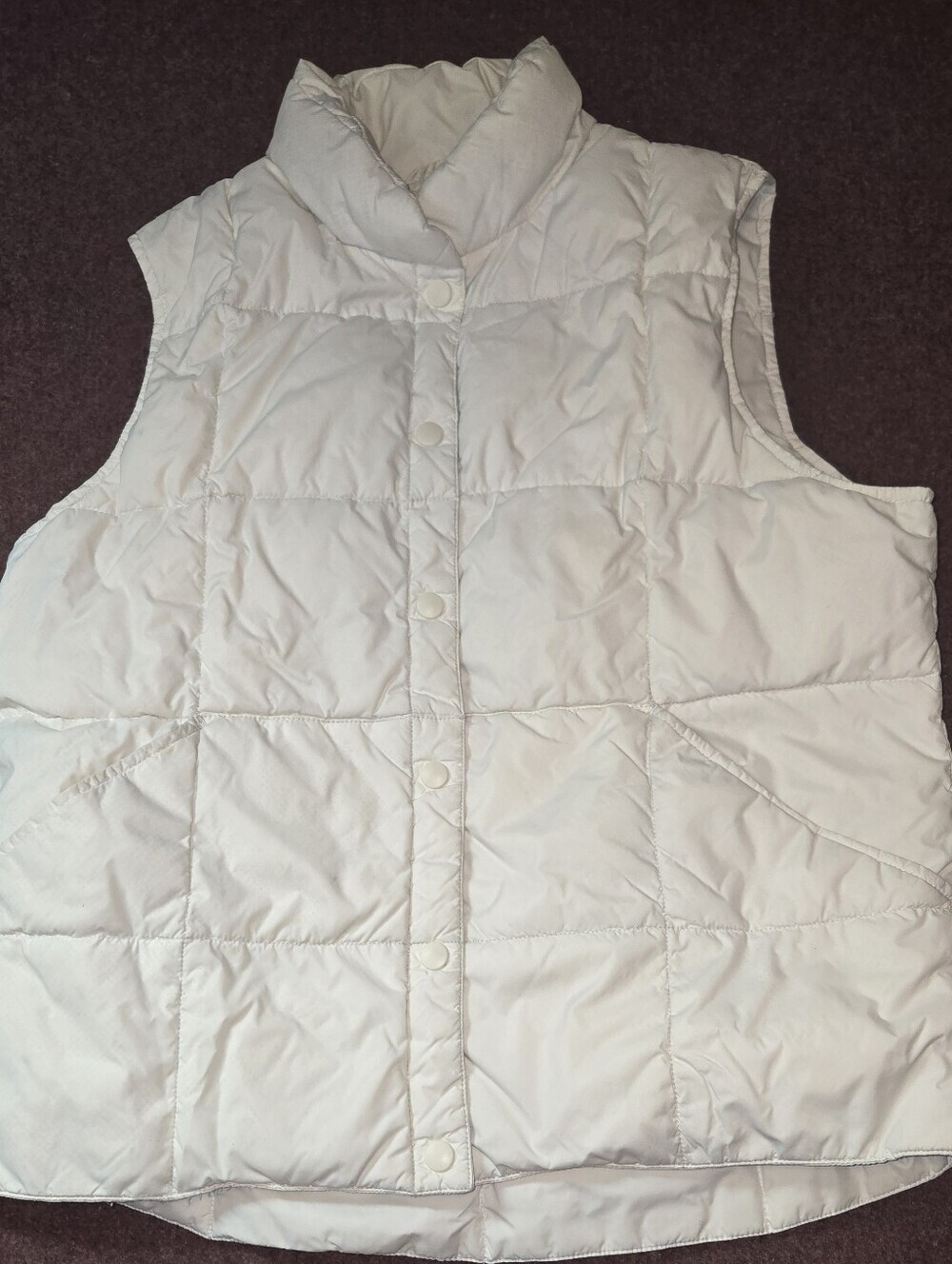 Lands' End Ivory Puffer Vest Snao Front Size Large 14-16 Spot On Inside